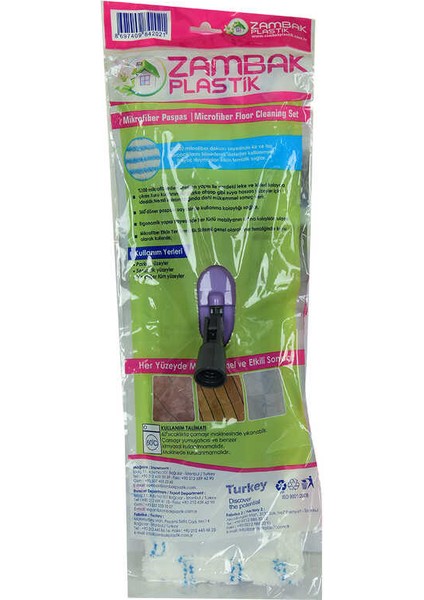 Mikrofiber Nemli Mop Paspası Plastik Aparatlı Karışık Renk 40 cm