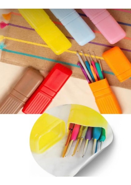Plastik Tığ Kutusu, Organizer Kapaklı Kutu, Tığ Düzenleyici, Plastik Kutu, Saklama Kutusu, 20CM
