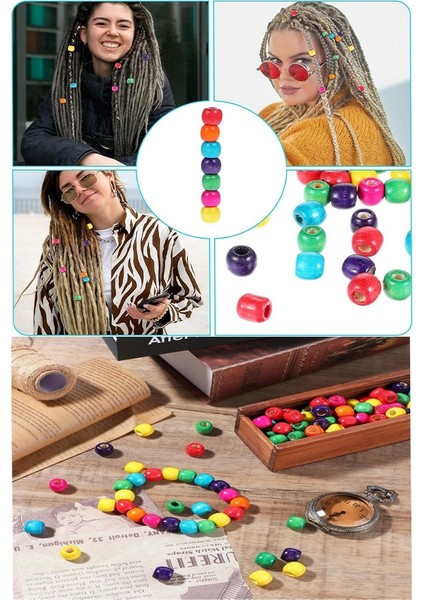 Renkli Ahşap Boncuk 6mm 100 Lü 1 Paket Renkli Ahşap Boyalı Yuvarlak Doğal Boncuklar Saç Takı Tasarım Ektinlik Kreş Okul fiyatları