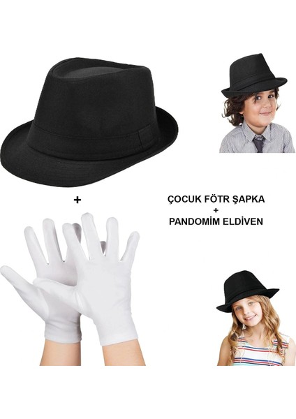 Çocuk Sahne Performans Seti – Gösteri Fötr Şapka ve Eldiven