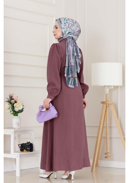 Kemerli Tensel Elbise-Gülkurusu indirimleri