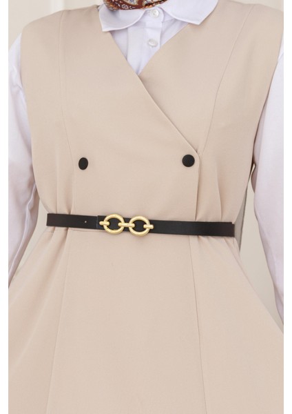 Düğme Detaylı Kemerli Jile-Bej fırsatları