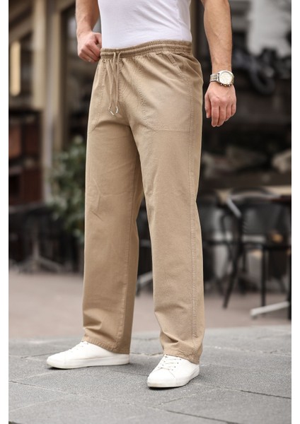 Relaxed Fit Yazlık Erkek Pantolon Bej