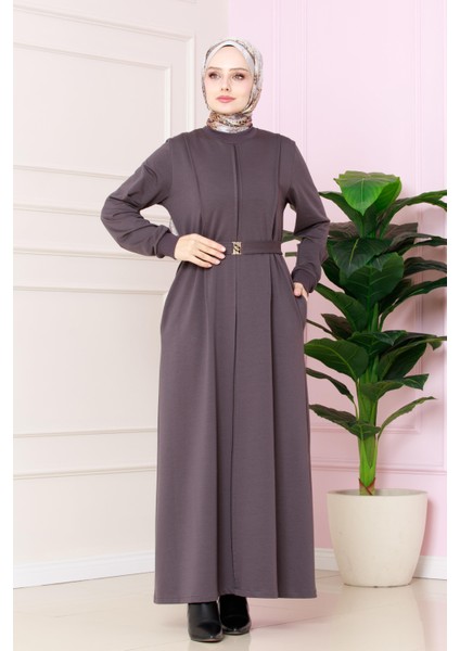 Pile Detaylı Elbise -Antrasit