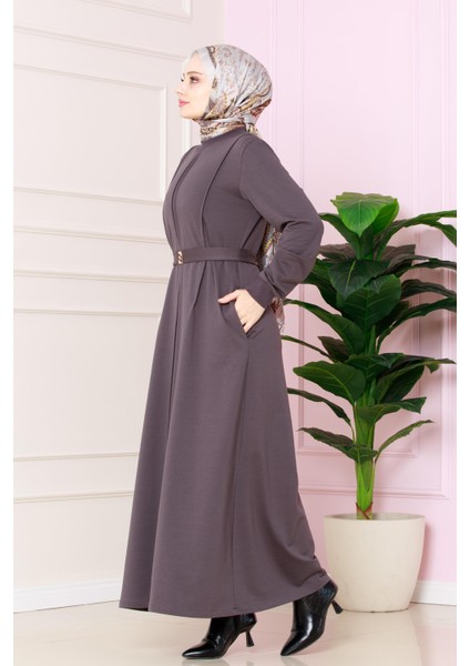 Pile Detaylı Elbise -Antrasit modelleri