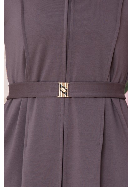 Pile Detaylı Elbise -Antrasit fırsatları