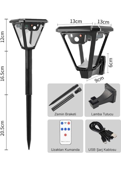 HS-V83 Solar Panelli 3 Modlu Kumandalı Hareket Sensörlü 100 Smd Ledli Şarjlı Duvar ve Bahçe Lambası