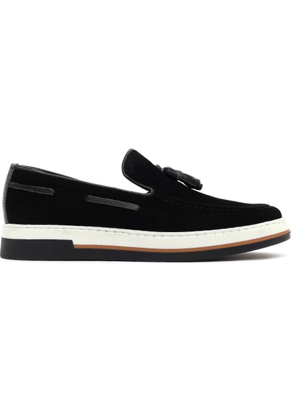 Erkek Siyah Süet Deri Casual Loafer 25SFD680410