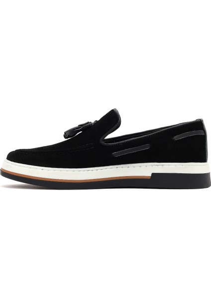 Erkek Siyah Süet Deri Casual Loafer 25SFD680410