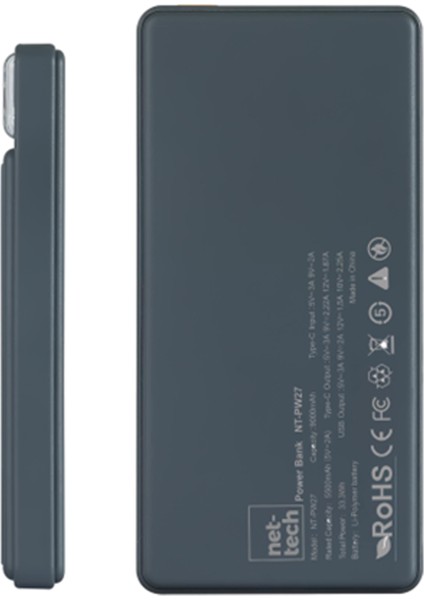 NT-PW27 25W 9000 Mah Taşınabilir Powerbank (Gri)