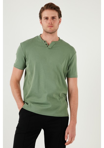 Pamuklu Düğme Detaylı Slim Fit V Yaka 3'lü Paket T Shirt Erkek T Shirt 5902122S3 fiyatları