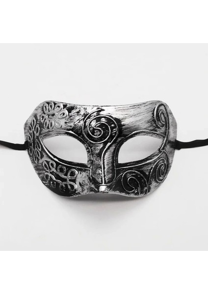 Gümüş Eskitme Yüz Maskesi - Antik Tarz Balo Maskesi fırsatları