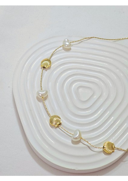 Incili Istiridye Yazlık Kolye Barok Inci Ile Minimalist Tasarım Altın Renk Kadın Kolye modelleri