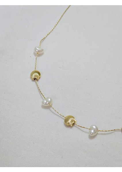 Incili Istiridye Yazlık Kolye Barok Inci Ile Minimalist Tasarım Altın Renk Kadın Kolye fırsatları