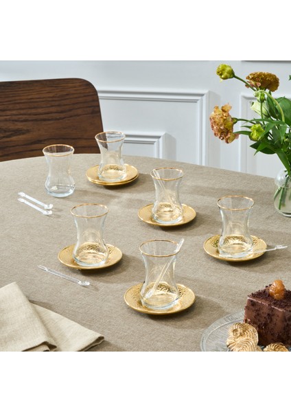 Ada 6 Kişilik 18 Parça Çay Seti Gold