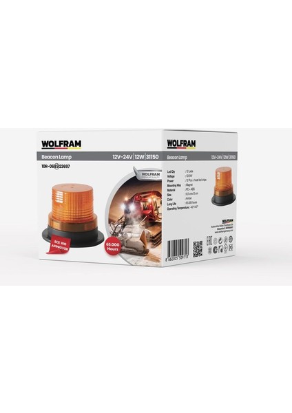 LED Tepe Döner Ikaz Lambası 1 Fonksiyon 12V/24V E-Belgeli 12W Mıklatıslı