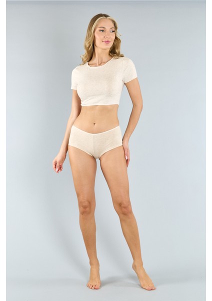Pamuklu Kahve Melanj Basic Kadın Boxer Külot 3'lü Paket