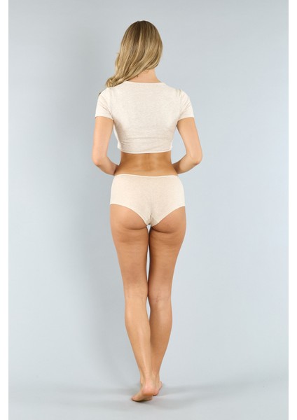 Pamuklu Kahve Melanj Basic Kadın Boxer Külot 3'lü Paket