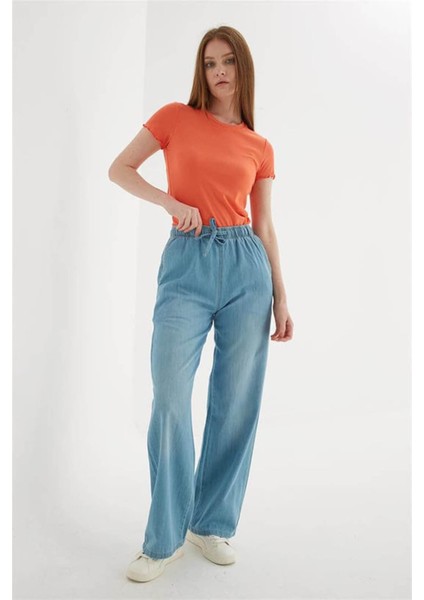 Lastikli Palazzo Açık Mavi Kadın Pantolon 25Y0225K1