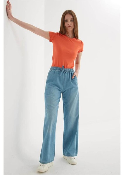 Lastikli Palazzo Açık Mavi Kadın Pantolon 25Y0225K1 fiyatları