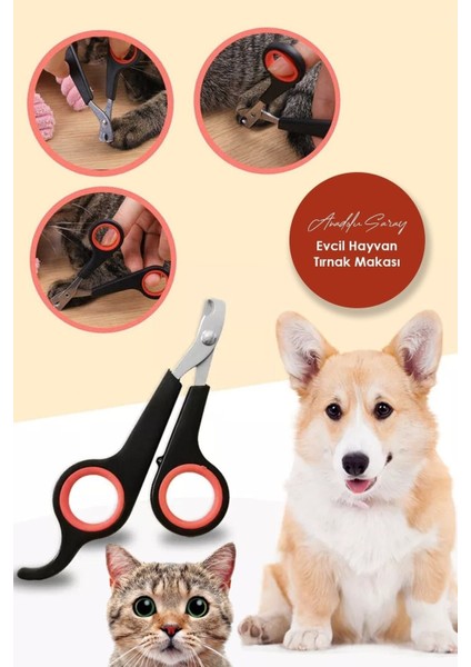 Pratik Kedi ve Köpek Tırnak Makası | Evcil Hayvan Tırnak Makası | Çelik Uçlu Tırnak Makası