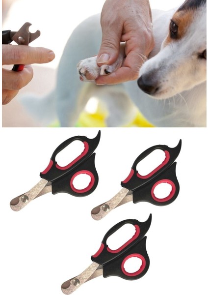 3 Adet Büyük Irk Köpek Kedi Çelik Uçlu Tırnak Makası Pati Bakım Aleti Ergonomik Kaymaz