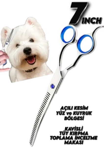 7 Inç Titanium Kavisli Köpek Tüy Bakım Makası Açılı Kesim Kavisli Tüy Makası fırsatları
