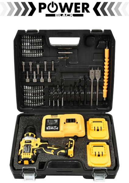 12V 2.0AH Şarjlı Matkap Metal Şanzıman Bakır Sargılı Çift Akülü 84 Parça Set Powerblack fiyatları