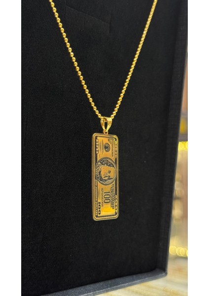 100 Dolar Görünümlü Gümüş Kolye