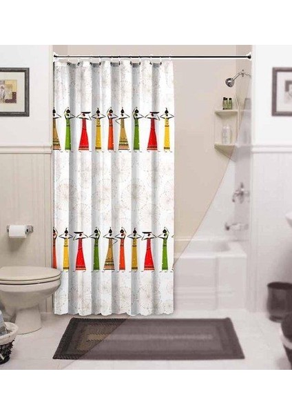 Banyo Paspas ve Tek Kanat Duş Perdesi 1X120X200 Set Banyo Halısı Africa fiyatları