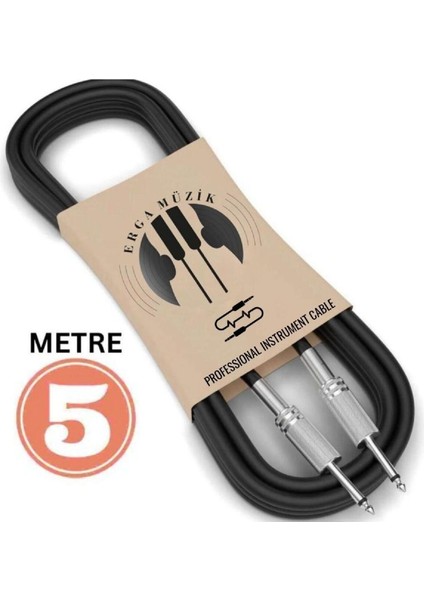Gitar Jack Kablosu 5m - Elektro Akustik Bas Bağlama Keman Kemençe Amfi & Mixer Uyumlu Jack Kablosu