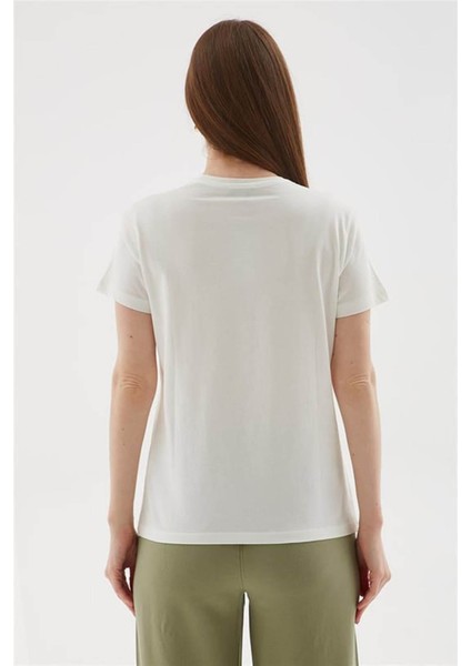 Baskılı Ekru Kadın T-Shirt 25Y0398K1