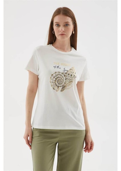 Baskılı Ekru Kadın T-Shirt 25Y0398K1 fiyatları