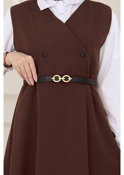 Düğme Detaylı Kemerli Jile-Kahverengi fırsatları