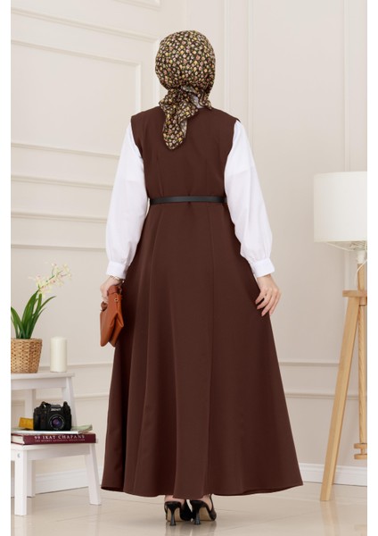 Düğme Detaylı Kemerli Jile-Kahverengi indirimleri