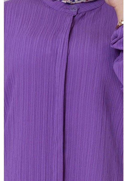 Yırtmaç Detaylı Tunik Pantolon Takım-Mor