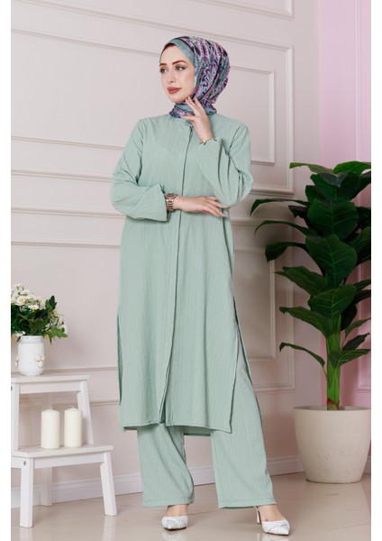 Yırtmaç Detaylı Tunik Pantolon Takım-Mint Yeşili fiyatları