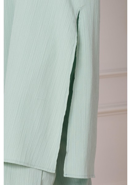 Yırtmaç Detaylı Tunik Pantolon Takım-Mint Yeşili fırsatları