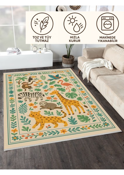 Hayvan Figürlü Halı – Kaymaz & Yıkanabilir | Bebek ve Evcil Dostu Oyun Halısı | 120X180 fiyatları