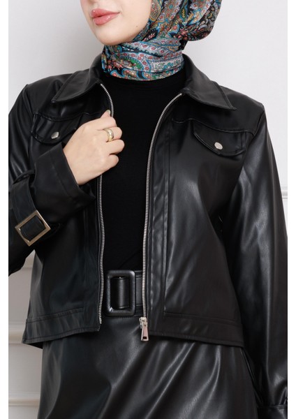 Ceketli Deri Takım-Siyah modelleri