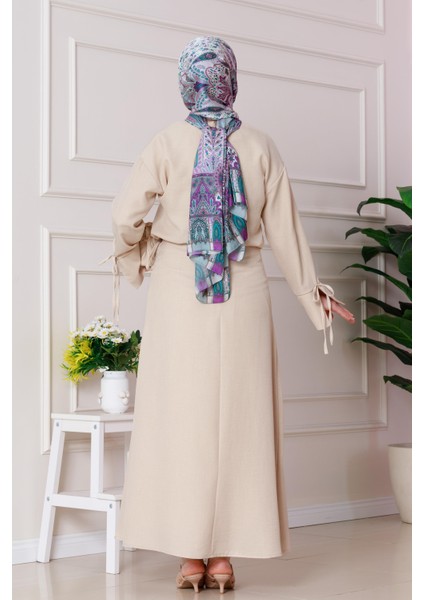 Darin Keten Eteği Bağlamalı Takım-Bej indirimleri