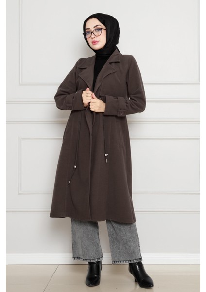 Cepken Detaylı Beli Tünelli Kaşe Kap-Kahverengi