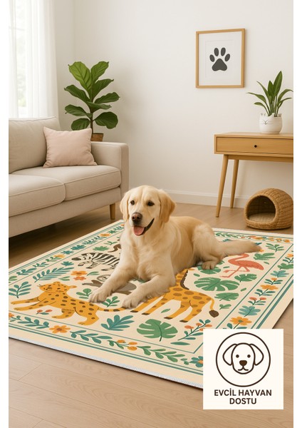 Hayvan Figürlü Halı – Kaymaz & Yıkanabilir | Bebek ve Evcil Dostu Oyun Halısı | 120X180 indirimleri
