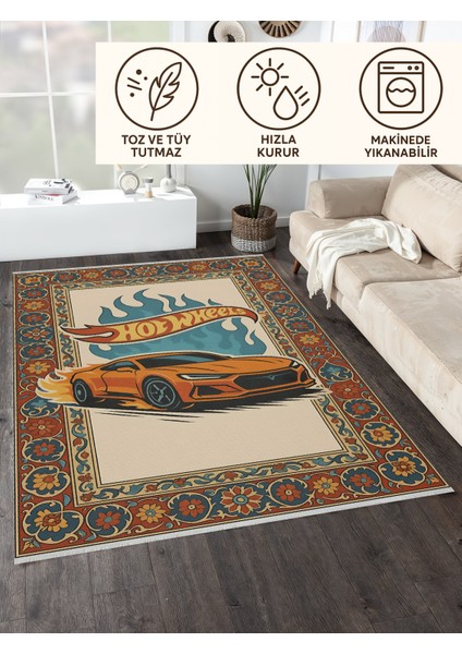 Araba Çocuk Halısı – Kaymaz ve Makinede Yıkanabilir | Bebek & Evcil Dostu | 120 x 180 cm