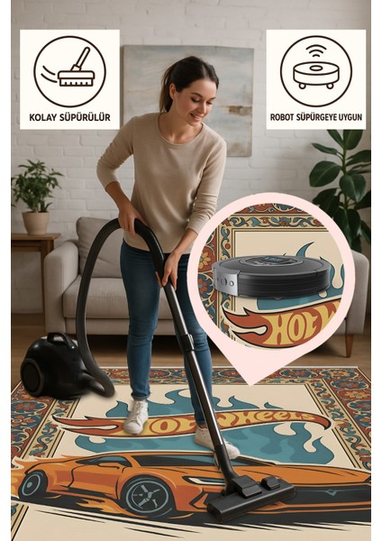 Araba Çocuk Halısı – Kaymaz ve Makinede Yıkanabilir | Bebek & Evcil Dostu | 120X180 cm modelleri