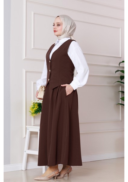 Cemre Yelekli Ikili Takım-Kahverengi modelleri