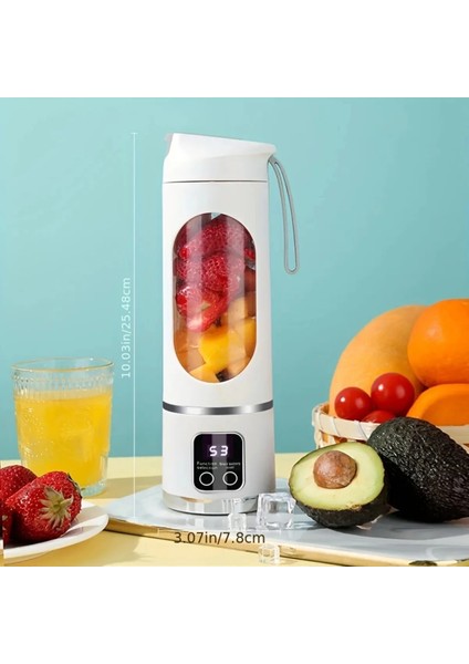 Taşınabilir USB Şarjlı Mini Blender – Meyve, Smoothie ve Buz Için Dijital Ekranlı