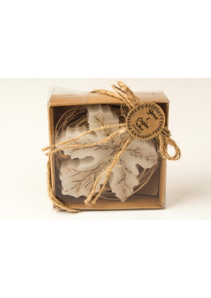 Karton Kutulu Hasırlı Ipli Yıldızlı Sonbahar Yaprak Mum 10 x 10 x 3 cm Süslü Nikah Hediyelik 1 Adet fiyatları