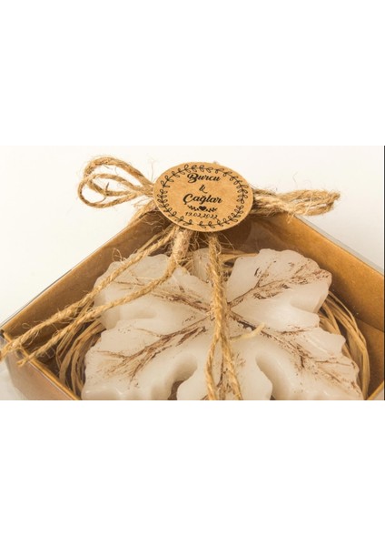 Karton Kutulu Hasırlı Ipli Yıldızlı Sonbahar Yaprak Mum 10 x 10 x 3 cm Süslü Nikah Hediyelik 1 Adet fırsatları