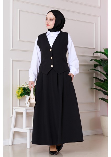 Cemre Yelekli Ikili Takım-Siyah